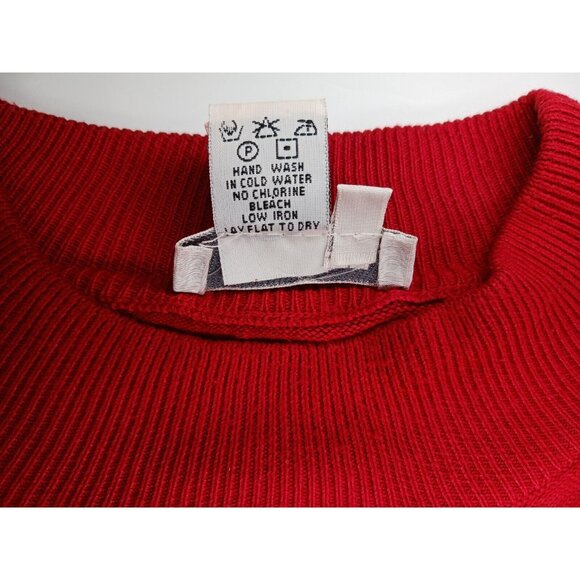 Allora Italy Red Knit Sweater Mens XL Red Vintage Cotton Rayon Blend Pullover - Picture 6 of 6